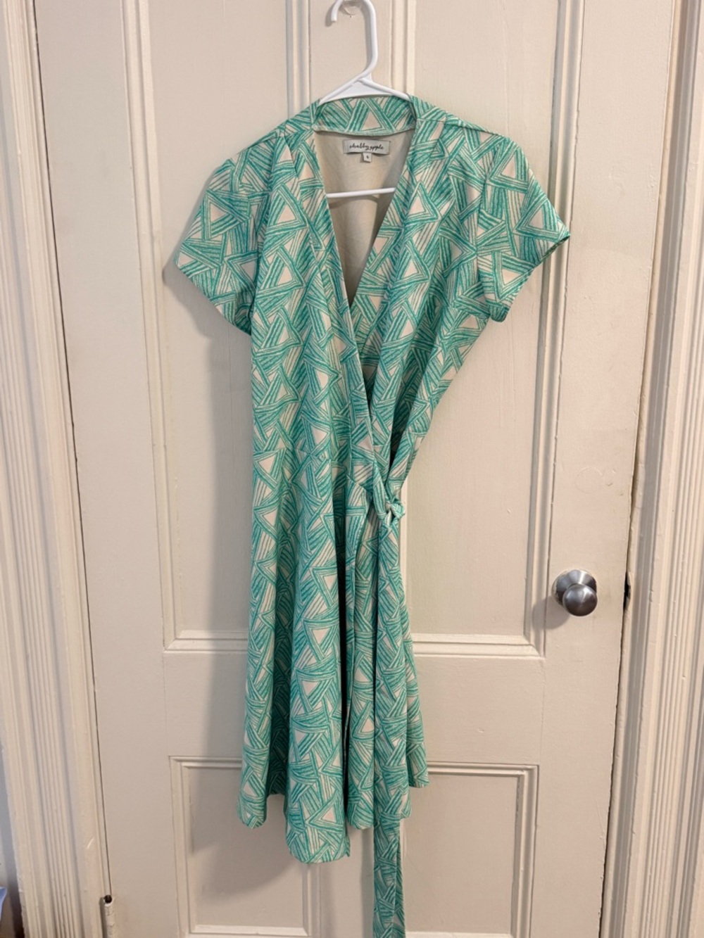 Shabby Apple Mint, Vintage Inspired, Geometric Wrap Midi Dress